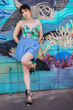Hell Bunny Trousers & Shorts|Trousers & Shorts>Utah Shorts Blue