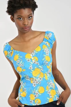 Hell Bunny Tops|Tops>Valencia Top Blue