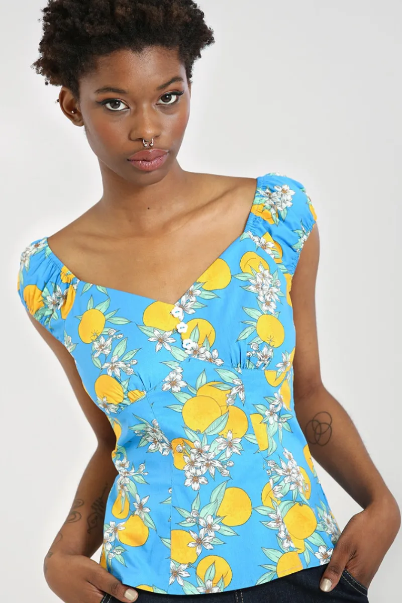 Hell Bunny Tops|Tops>Valencia Top Blue