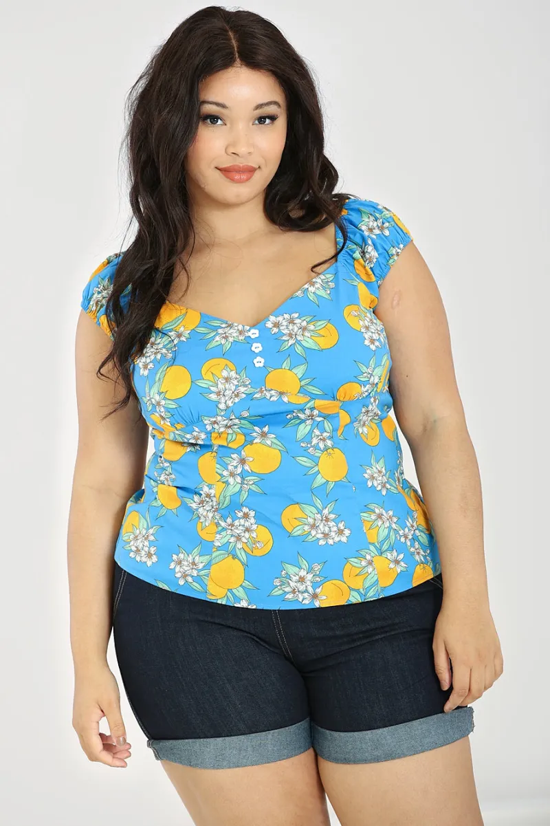 Hell Bunny Tops|Tops>Valencia Top Blue