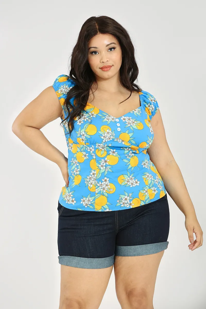 Hell Bunny Tops|Tops>Valencia Top Blue