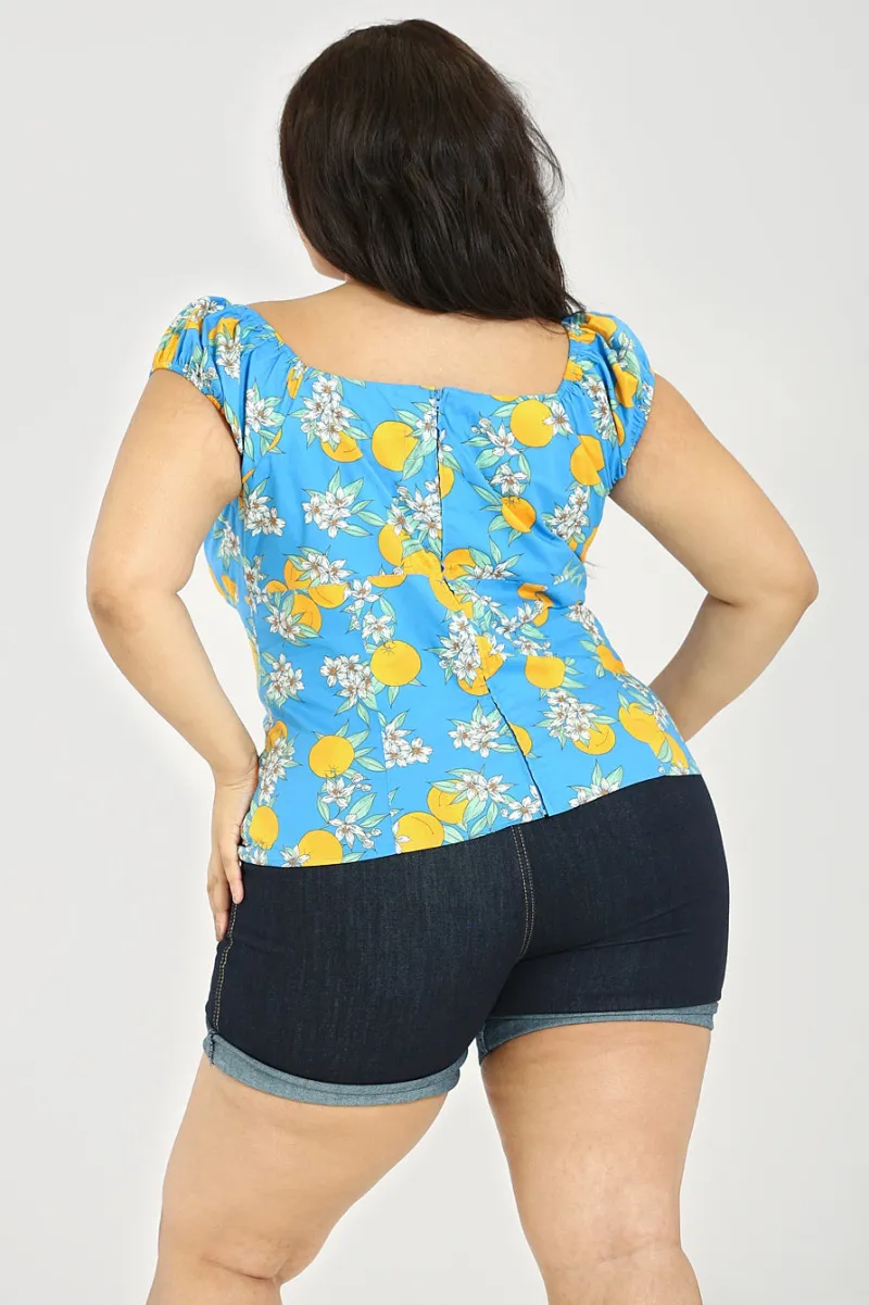 Hell Bunny Tops|Tops>Valencia Top Blue