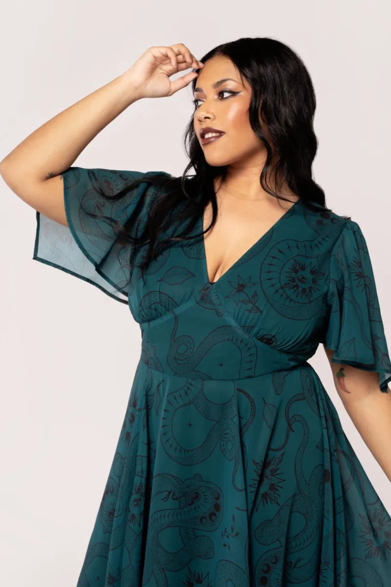 Hell Bunny Dresses|Midi Dresses>Venom Midi Dress DarkGreen