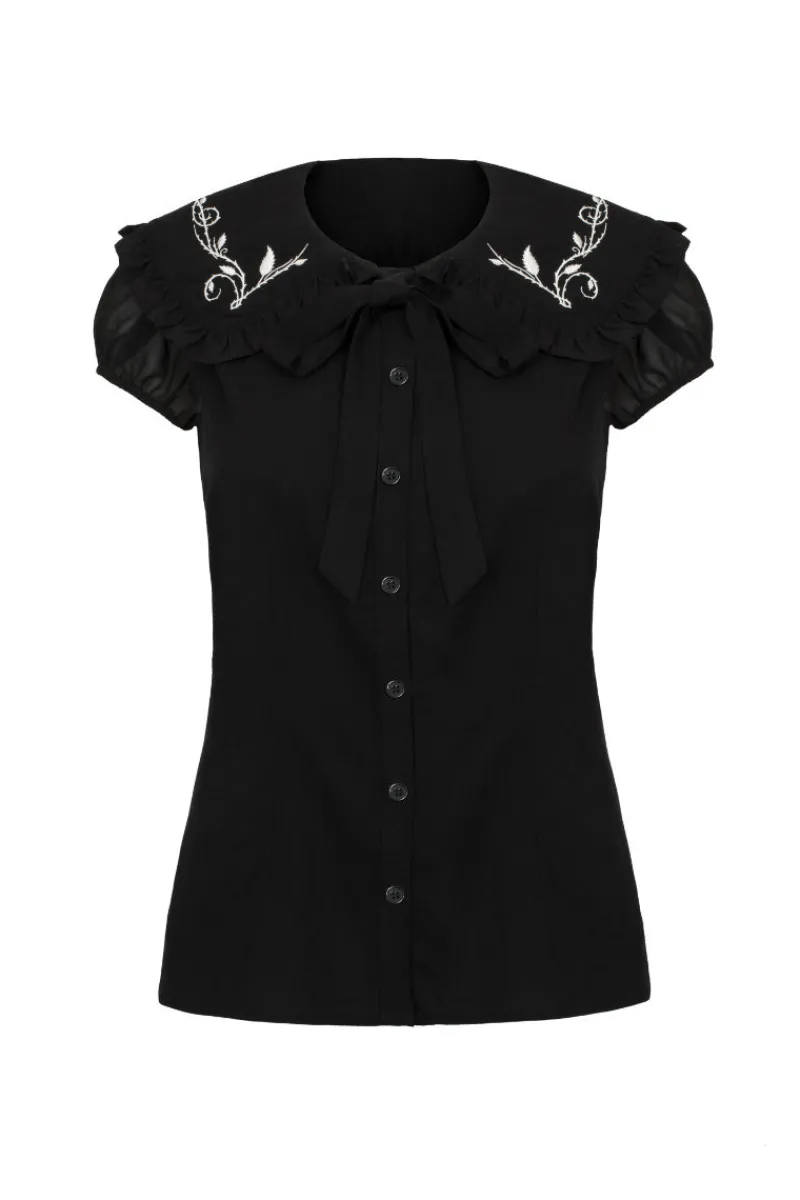 Hell Bunny Tops|Blouses>Vina Blouse Black