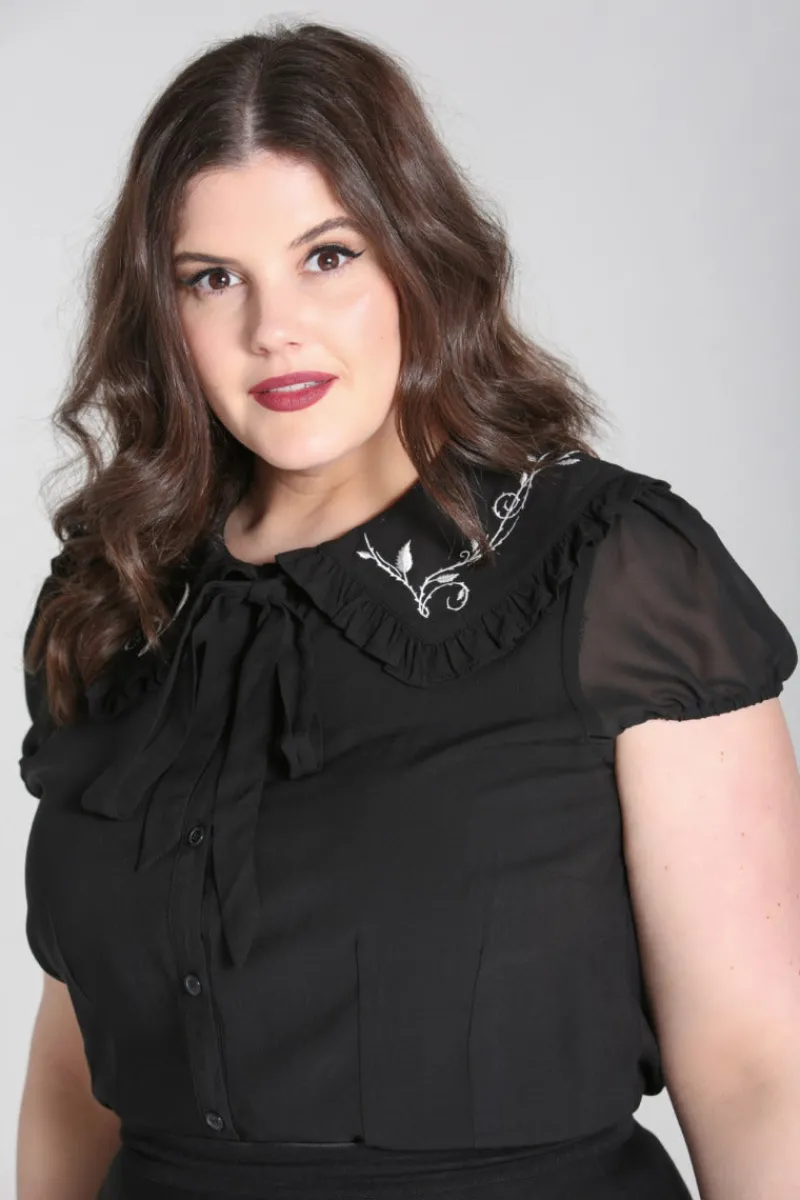 Hell Bunny Tops|Blouses>Vina Blouse Black