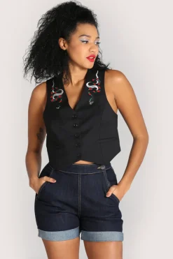 Hell Bunny Tops|Coats & Jackets>Viva Maria Waistcoat Black