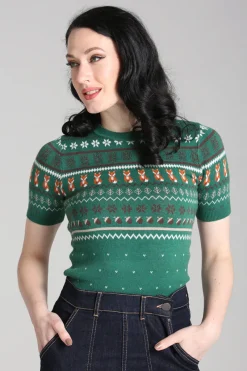 Hell Bunny Knitwear|Knitwear>Vixey Jumper Green
