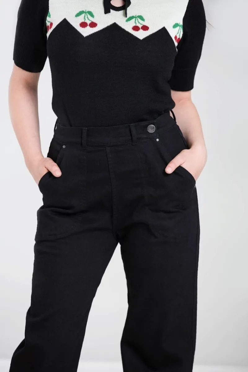 Hell Bunny Trousers & Shorts|Denim>Weston Denim Trousers Black