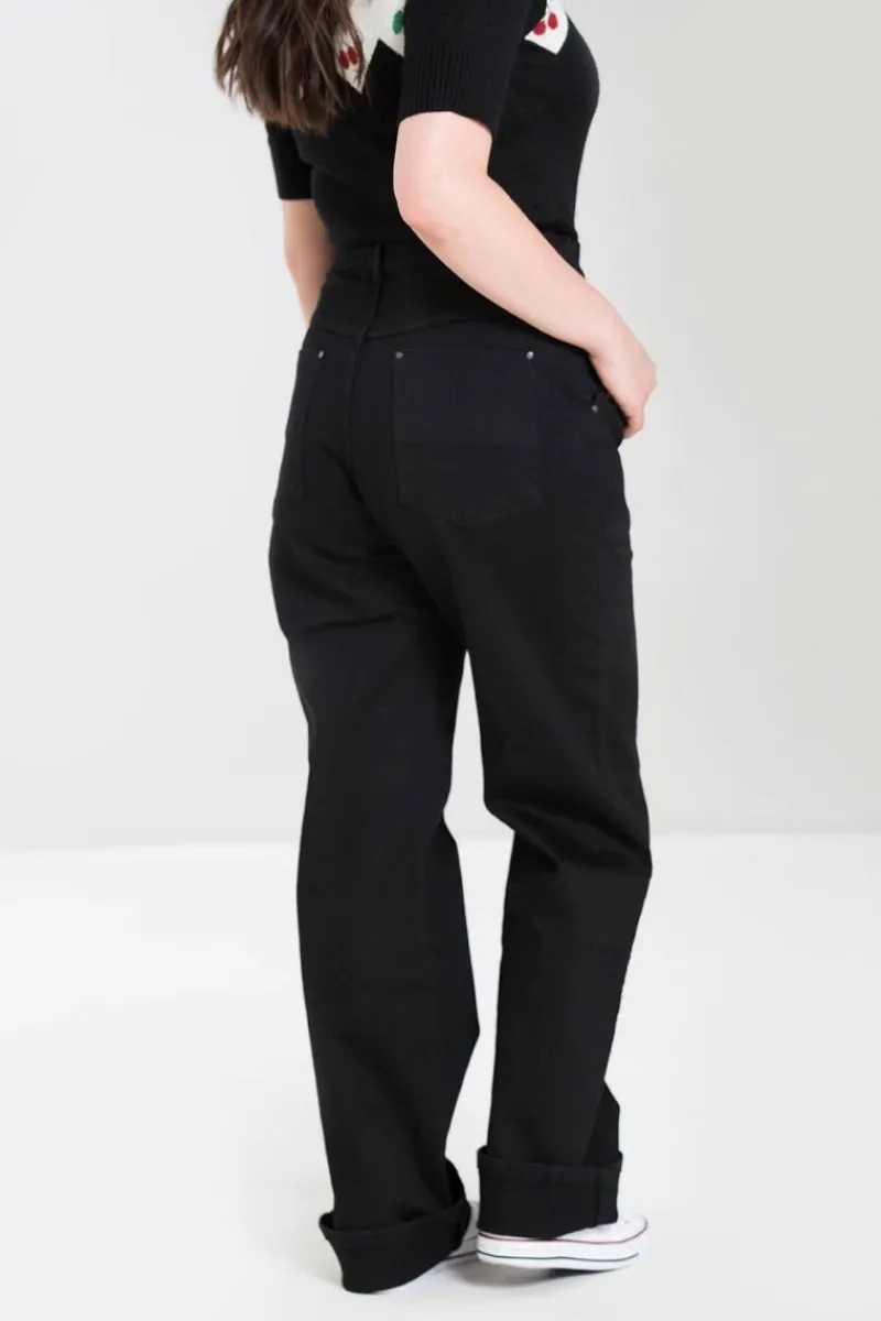 Hell Bunny Trousers & Shorts|Denim>Weston Denim Trousers Black