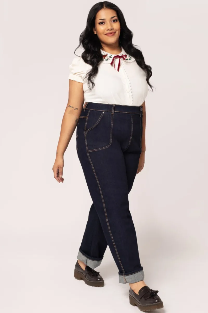 Hell Bunny Trousers & Shorts|Trousers & Shorts>Weston Denim Trousers Navy