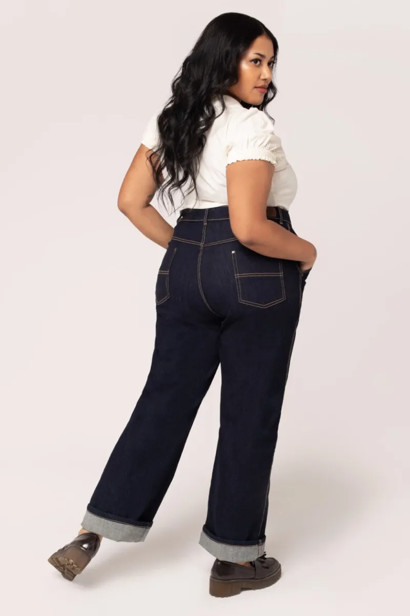 Hell Bunny Trousers & Shorts|Trousers & Shorts>Weston Denim Trousers Navy