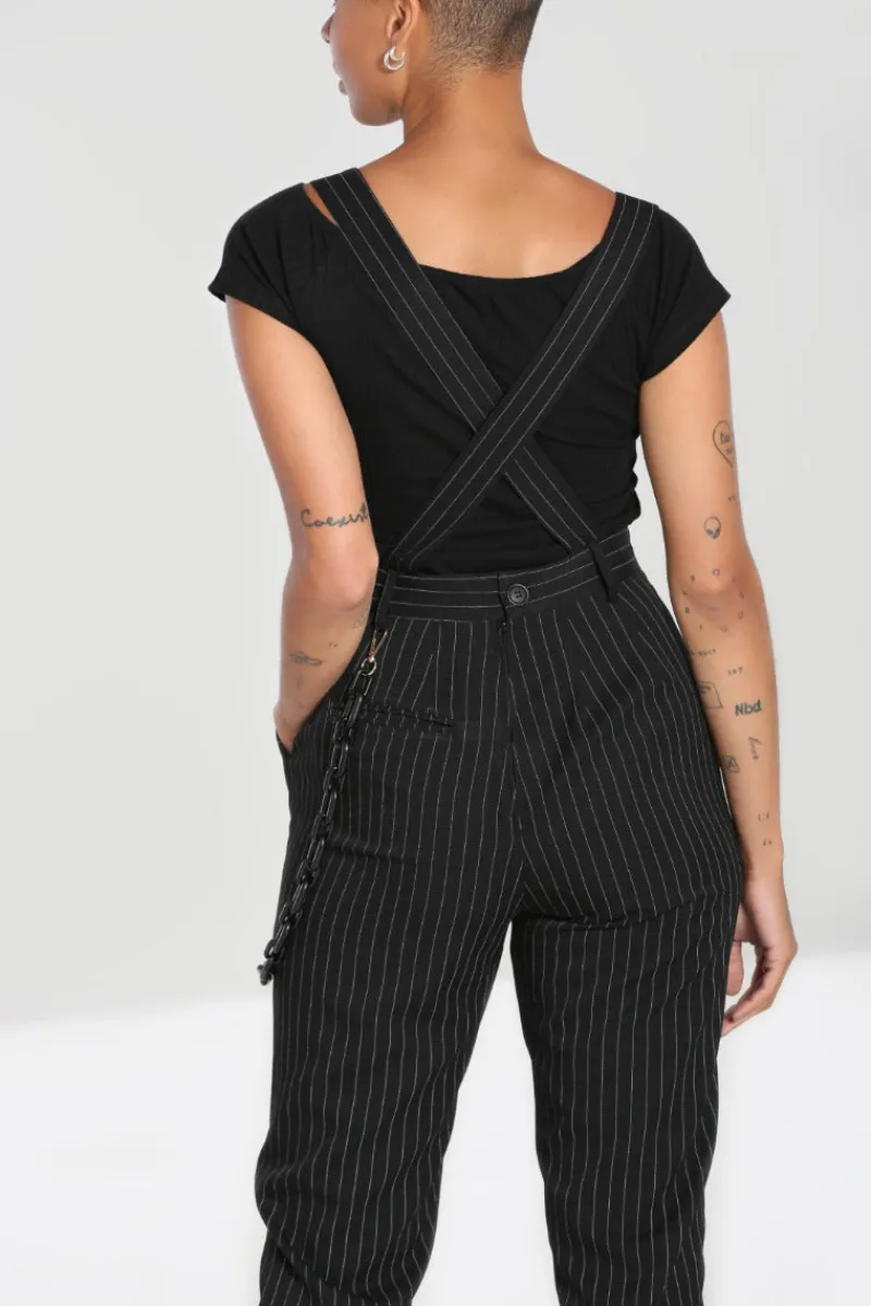 Hell Bunny Trousers & Shorts|Trousers & Shorts>Wolfie Dungarees Black