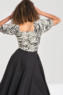 Hell Bunny Tops|Tops>Zebra Crop Top Ivory