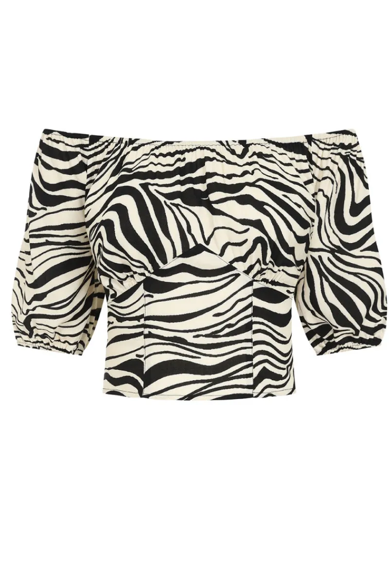 Hell Bunny Tops|Tops>Zebra Crop Top Ivory